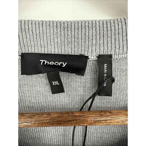 THEORY Men’s Size XXL 2X Kenny Merino Wool Sweater Grey Striped Pullover New - Picture 3 of 7
